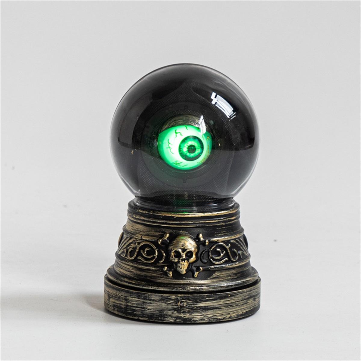 

Halloween Crystal Ball, Featuring Flashing Green Evil Eye-shaped Luminous Sensing, A Double-layered Spoof Gothic Horror-themed Decorative Toy. OneSize