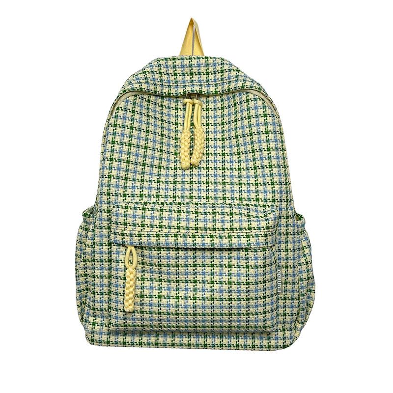 Schoolbag Japanese ins small fresh plaid small schoolbag female college student versatile casual backpack soft sister cute little backpack