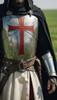 Templar Crusader Armor Outfit Medieval Knight Steel Suit with Helmet and Cloak for Cosplay
