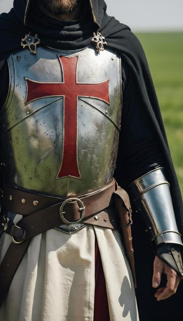 Templar Crusader Armor Outfit Medieval Knight Steel Suit with Helmet and Cloak for Cosplay