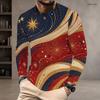 Men S Plus Size Round Neck Long Sleeve Printed T Shirt Red Blue White Casual Pullover