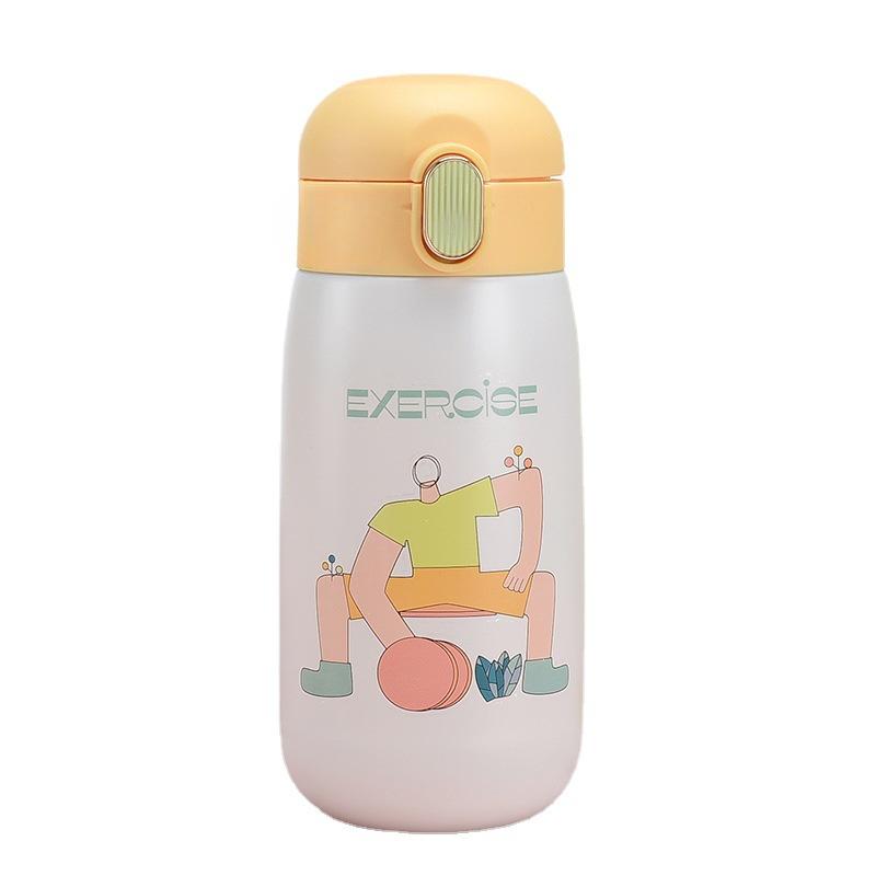 Cartoon Inteligentny kubek próżniowy ze stali nierdzewnej 316 Wyświetlacz dotykowy Led Kubek temperatury Mały gruby molo Dziecięcy kubek na groszek