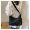New Casual Shoulder Bag Embroidery Thread Rhombus Down Cotton Clothes Bag Dumpling Bag Versatile Messenger Bag Women's Bag