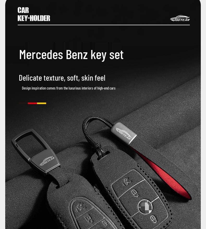 Mercedes-Benz E300L Key Cover: Suede Grade with Buckle for Men's C260LC200L GLC/GLB220