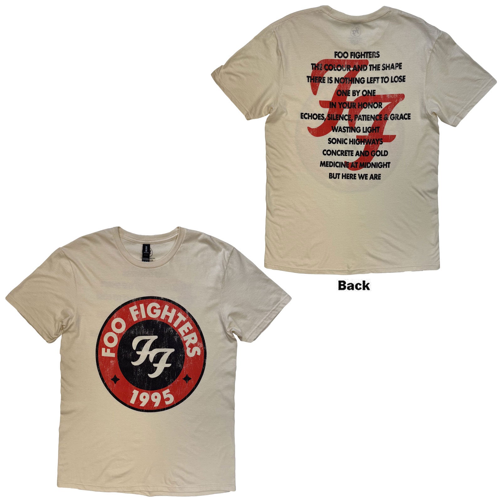 Foo Fighters TShirt 19952025 Albums Natural Back Print OFFICIAL NEW S