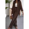 European and American Women Clothes Fashion Solid Loose Top Casual Wide-Leg Pants Two-piece Set Casual Two-Piece Set
