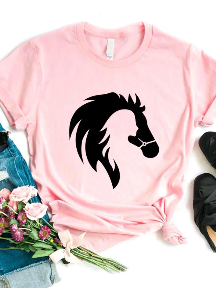 Horse Head Print T Shirt Women Short Sleeve O Neck Loose Tshirt Summer Women Tee Shirt Tops Camisetas Mujer