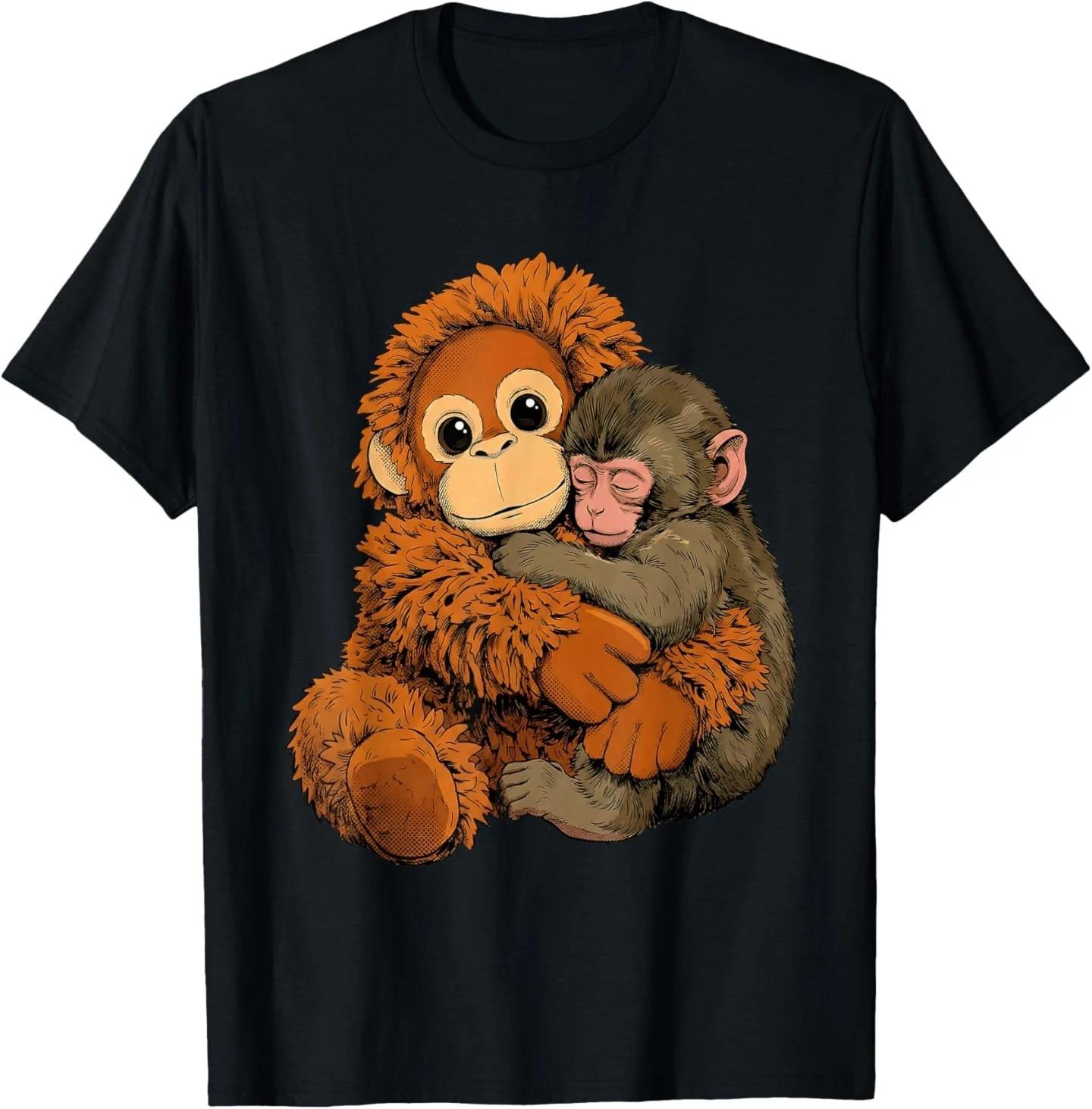 Baby Monkey Punch Mama Monkey Toy Warm Hug Cute T-Shirt 4XL