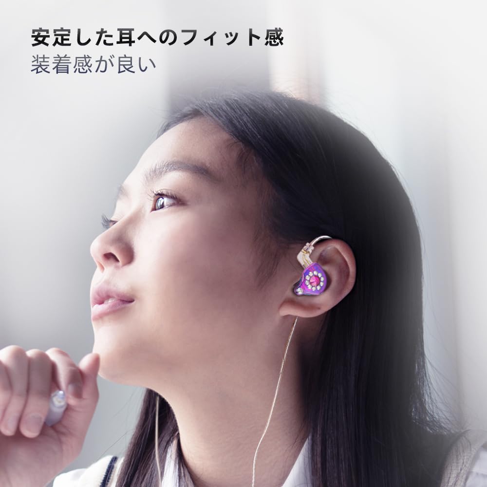 QKZ AK6 Spark HiFi Headphones, 11mm PET Composite Diaphragm Dynamic Earphones, 3.5mm In-Ear Gift Earphones, DJ Music Headset with Microphone (Purple)