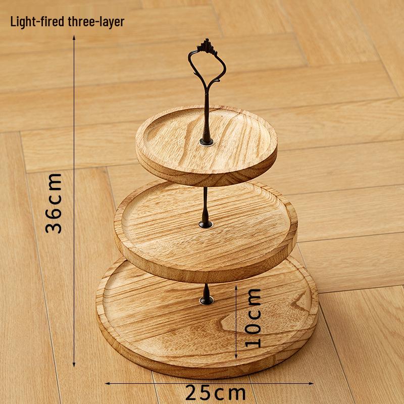 Creative European Double Layer Wooden Dessert Stand: Forest Style Cake and Treat Display Tray