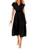 2024 Women's Summer Short-Sleeve Elastic Waist Chiffon Dress
