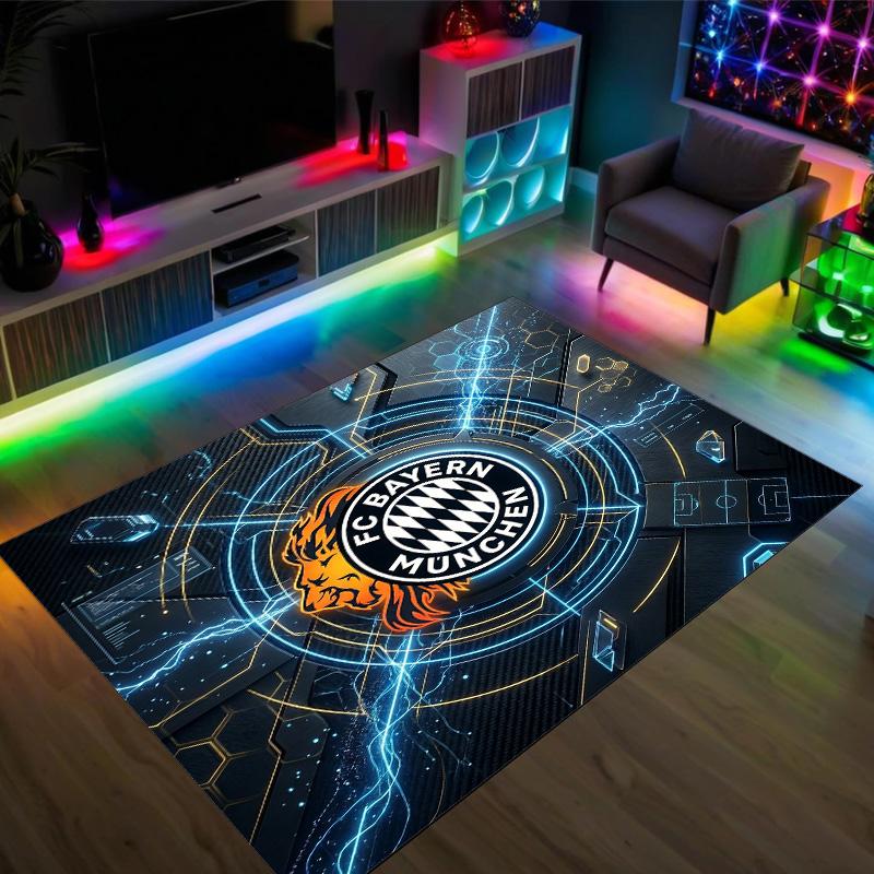 FC Bayern Design Kristall Samt Teppich Gemütlich Nicht?Rutschfester Teppich mit Aufdruck für Schlafzimmer Wohnzimmer Eingang