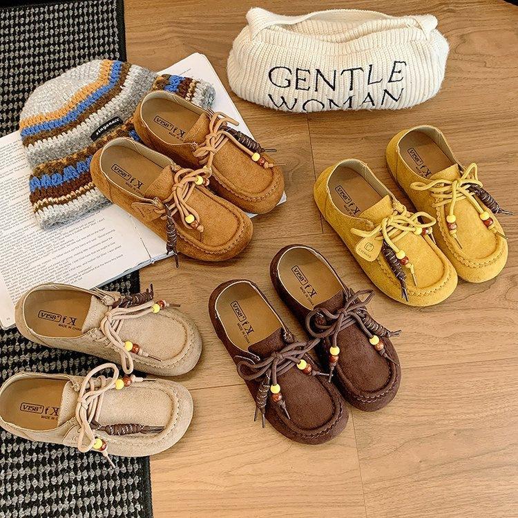 Retro Versatile Soft Sole Inner Height Increase Women's Autumn New Lace-up Casual Lazy Light Going Out Single Shoes