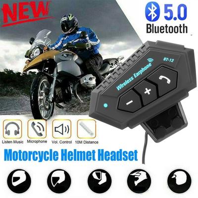 BT-12 Motorcycle Helmet Headset Waterproof Moto Wireless Anti-interference Helmet Headset Intercom for Motorcycle