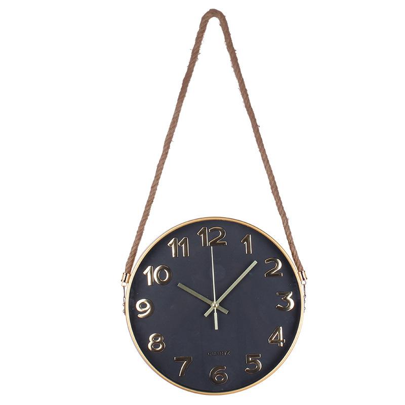 Simple Hanging Rope Wall Clock, Creative Fashion Clock, Wall Clock, Living Room Wall Clock, 12-inch Quartz Clock for Home Use