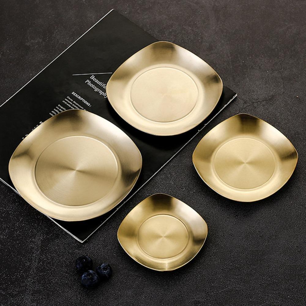 Stainless Steel Seasoning Dish Golden Korean Pickle Dishes Bone Dish   Table Sauce Appetizer
