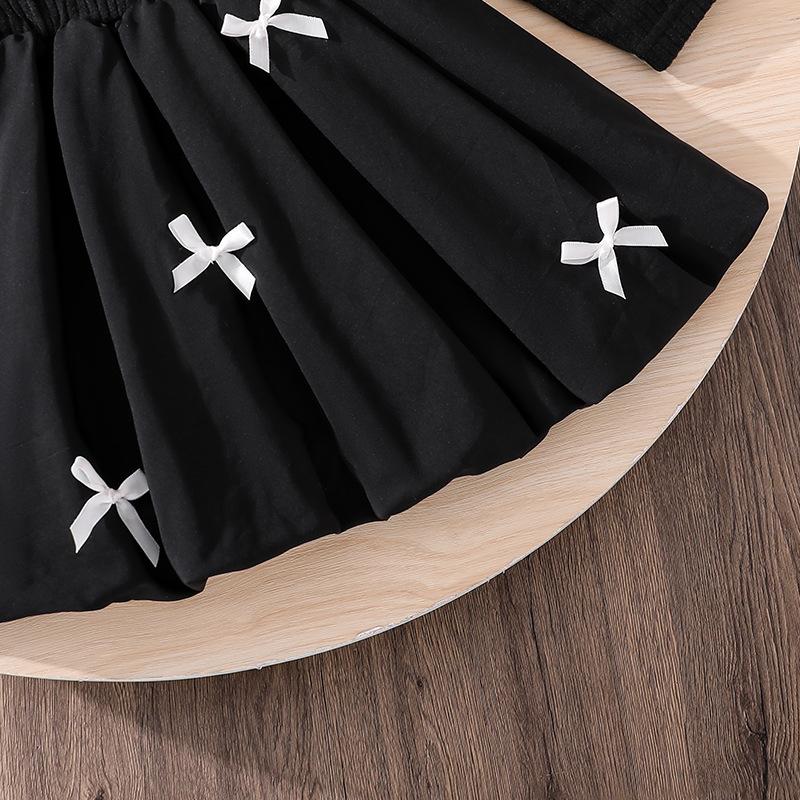 Mädchenkleid Kinderbekleidung Herbst Neue Modische Schleife Stilvoller Rückenausschnitt Langarm Formelles Kleid