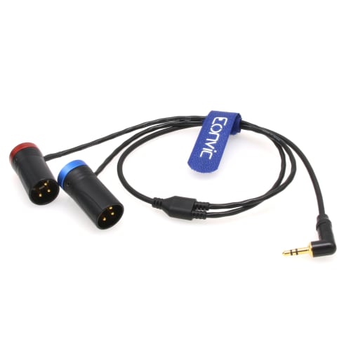 Eonvic 3.5mm Right-Angle TRS To Double Low-Profile XLR 3-Pin Male Y Cable for Rode Wireless GO II Dual-Channel Wireless Microphone Receiver with Recor