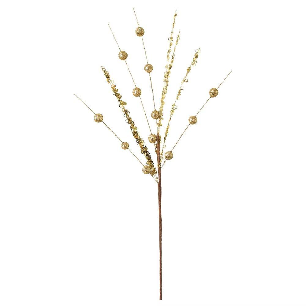 Beaded Design Glitter Berry Stems Gold Red Pink Floral Branches Christmas Tree Picks Holiday Party
