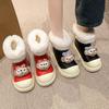 Botas de neve de desenho animado fofas femininas outono novo quentes antiderrapantes veludo confortáveis botas curtas crianças