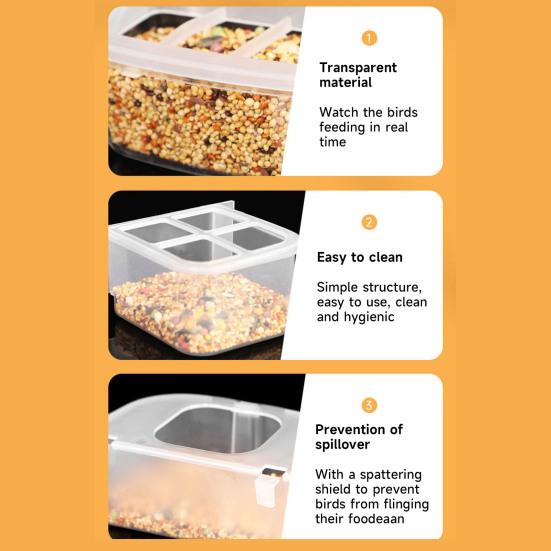 Parrot Feeder Drinker Bird Food Box Hanging Bowl Transparent Anti-Spill Water Tank Cage Birds Supplies Pet Plastic Food Container