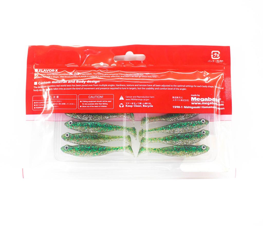 Megabass Esche Morbida Hazedong Shad SW 3 Pollici Verde Argento (1368)