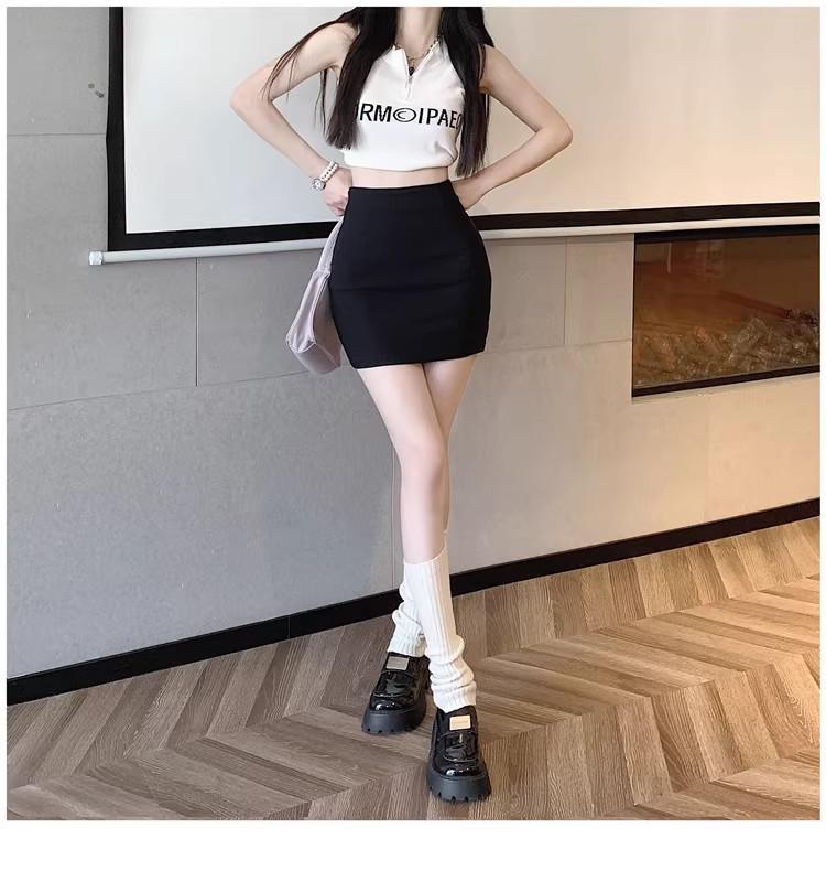 2025 New Women's Bodycon Midi Skirt: Pure Desire In Gray & Black, Perfect for Spring & Summer