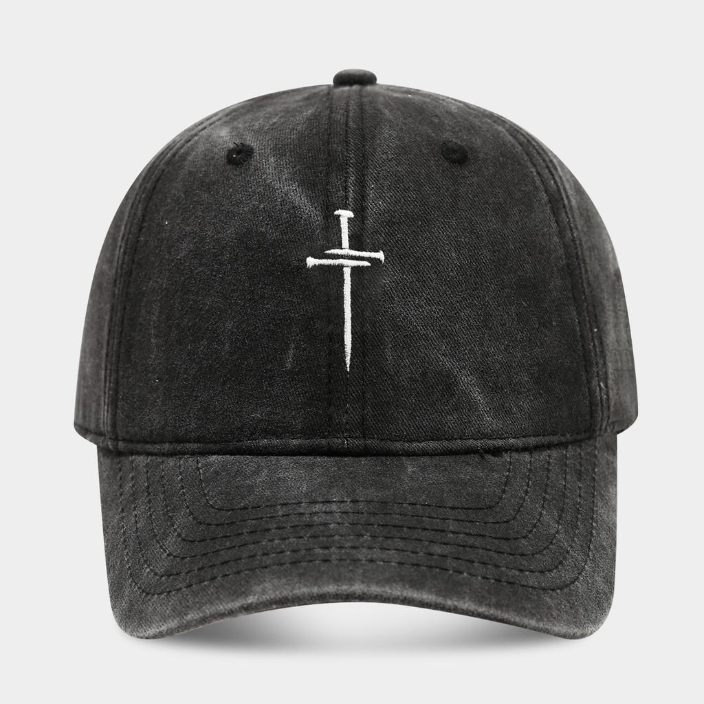 Streetwear Baseball Cap With Cross Stud Embroidery For Casual Men Women