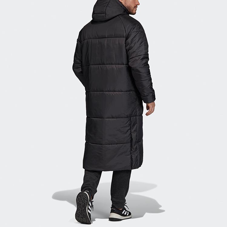 Adidas Long Hooded Padded Jacket Windproof Warm Regular Fit Unisex Black DZ1436