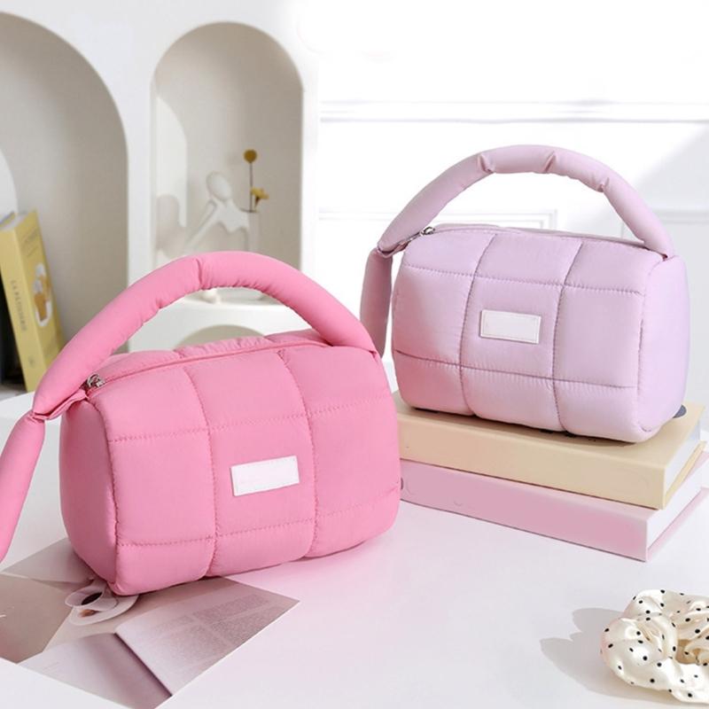 Candy Colored Nylon Cosmetic Case Spacious Storage Bag Travel Toiletry Pouch With Zippers Closure For Ladies Teens