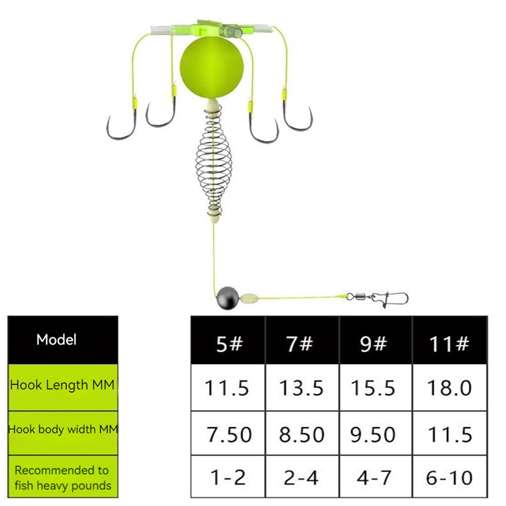 4Pcs 4 Hook Fishing Spring Bait Cage Anti Winding Reverse Bottom Rig Adjustable Group Feeder Sinker Float for Fishing Lovers