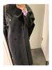 **Pusu Double-Faced Wool Coat: Black, Waist-Cinching Scarf-Integrated Design for Women**