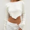Fashion Solid Color Rib Fabric Long Sleeves Knitting Short Midriff-Baring Sweater Long Sleeved Knitted Sweater