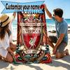 Custom Name Personalized Liverpool FC Print Beach Towel, for Trip Camping Beach Party Home Decor, Birthday Gift for Family & Friends