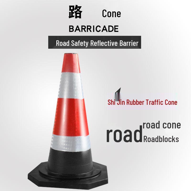 70cm Reflective Rubber Safety Cone - High-Speed Traffic Warning & Isolation Barrier