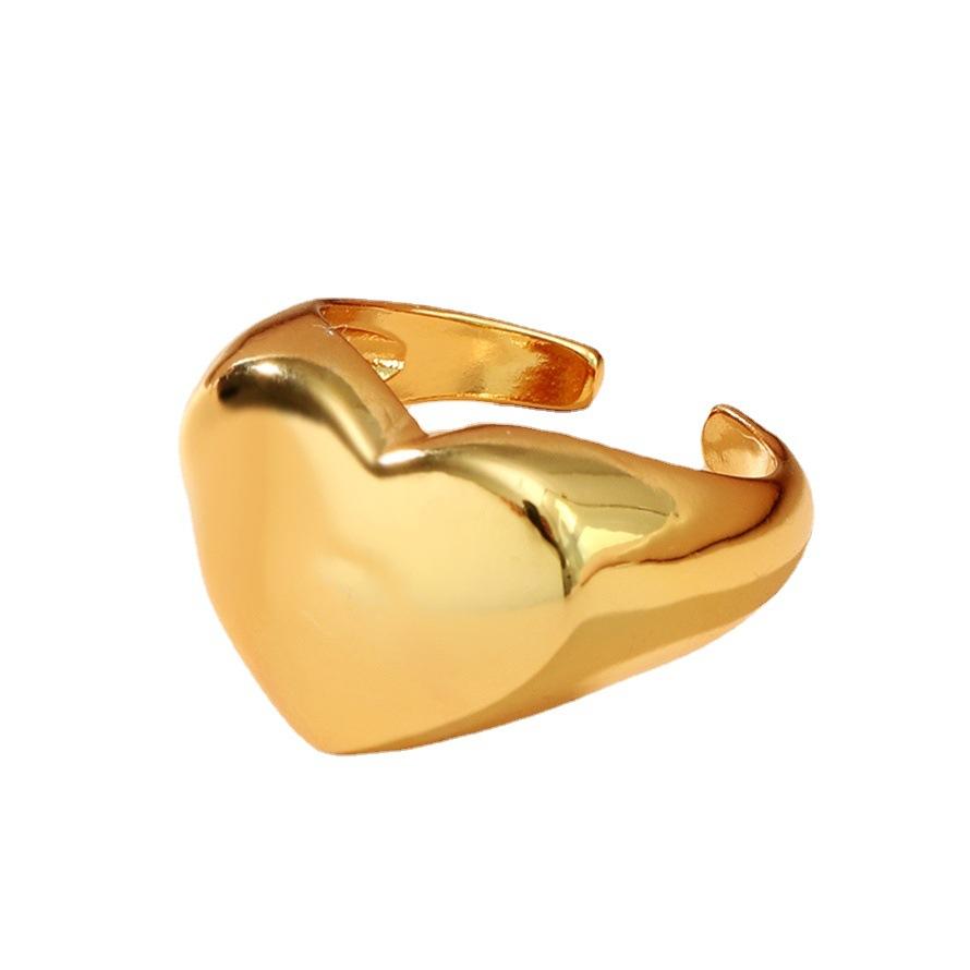 Fashion Love Heart Opening Ring Irregular Fashion Design Finger Ring Copper Hand Jewellery Women's Ring