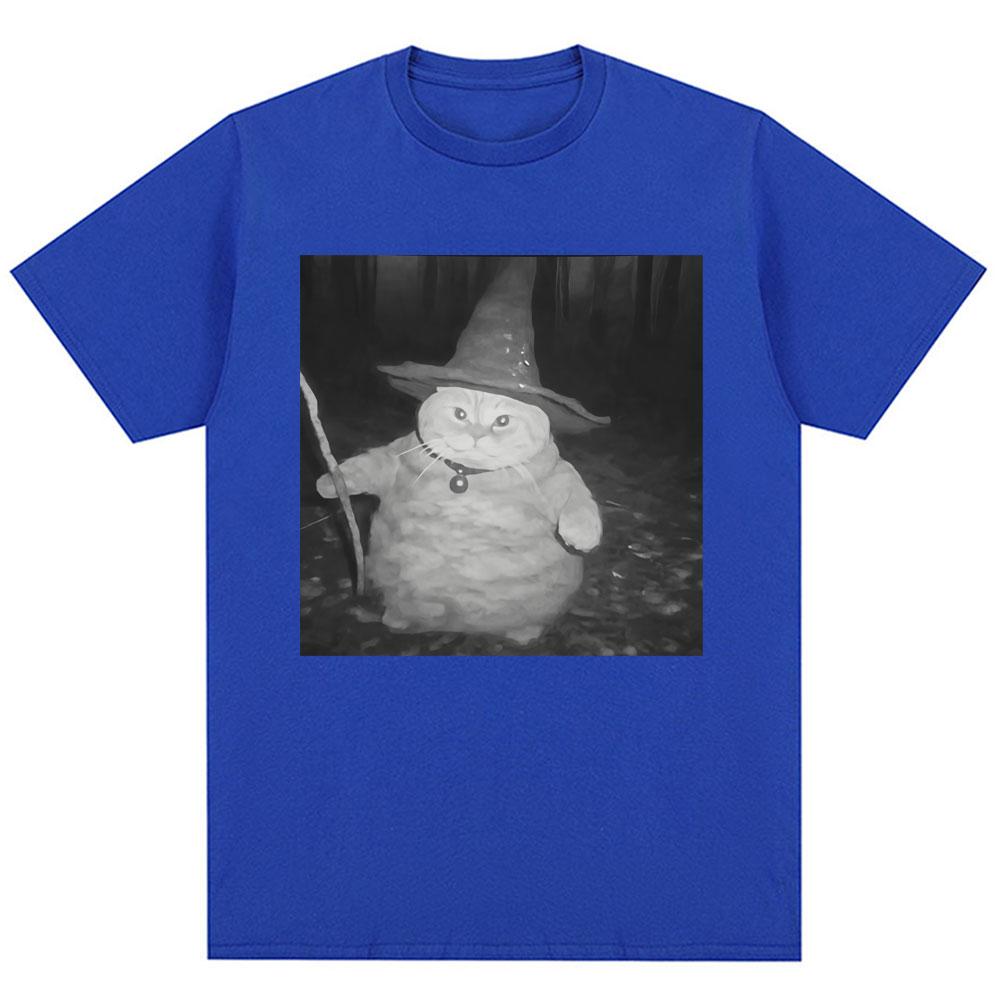Fat Wizard Cat Funny Meme Graphic T Shirts Trend Humor Joke Novelty Men Women Short Sleeve Oversized 100% Cotton Vintage T-shirt