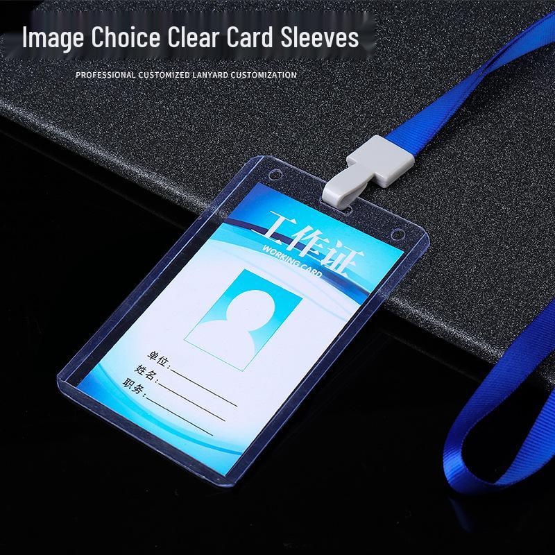 Double-Sided Transparent ID Holder with Lanyard for Student, Access, or Conference Pass and QR Code Tag