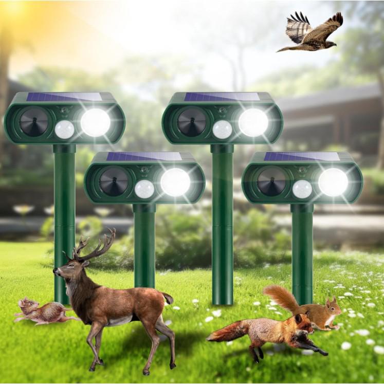 Solar Ultrasonic Animal Repeller for Birds, Dogs, Cats, Snakes, Insects, and Rodents - Outdoor Use for Orchards
