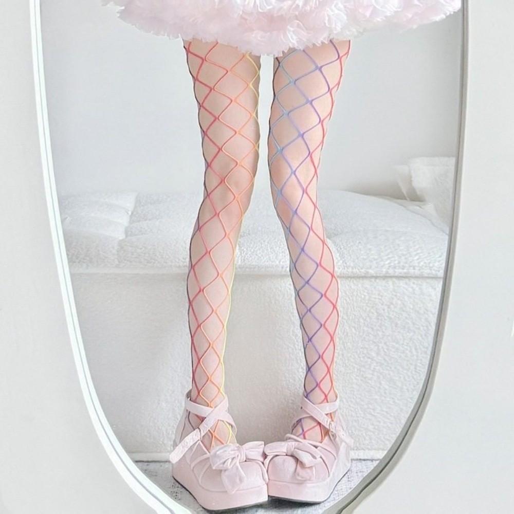 Large Mesh Hollowed Out Pantyhose Y2K See-through Tights Cool Sexy Mesh Stockings  Girls