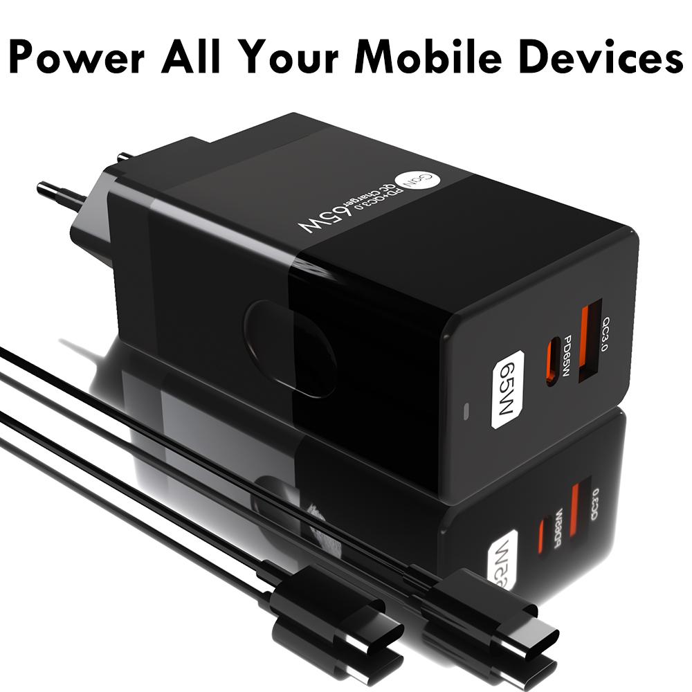 65W GaN Type C PD Charger USB Fast Charging Quick Charger 3.0 Mobile Phone Adapter For iPhone 15 Samsung Xiaomi