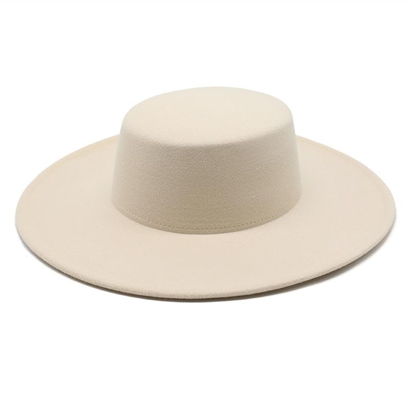 Nuovo cappello autunnale e invernale ispessito da uomo e donna con visiera, cappello a tesa larga in feltro di lana a tesa piatta