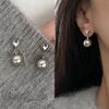 Silver-Gray Heart-Shaped Pearl Stud Earrings for Women - S925 Silver Needle, Small, Versatile, Cool Temperament, Perfect for Daily Commute.