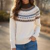 Damen Herbst/Winter Retro Colorblock Jacquard Pullover - Ethnisch gestrickter Pullover
