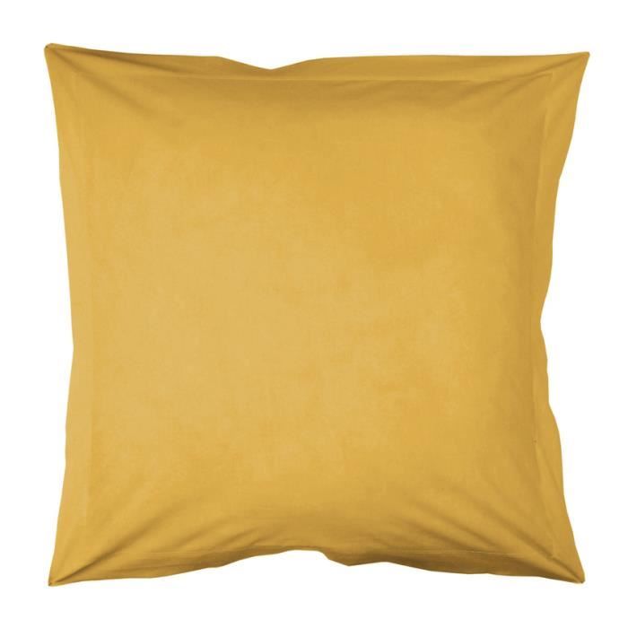 Taie d'oreiller - EMINZA - Lina Uni - Jaune - 63 x 63 cm - 100% coton