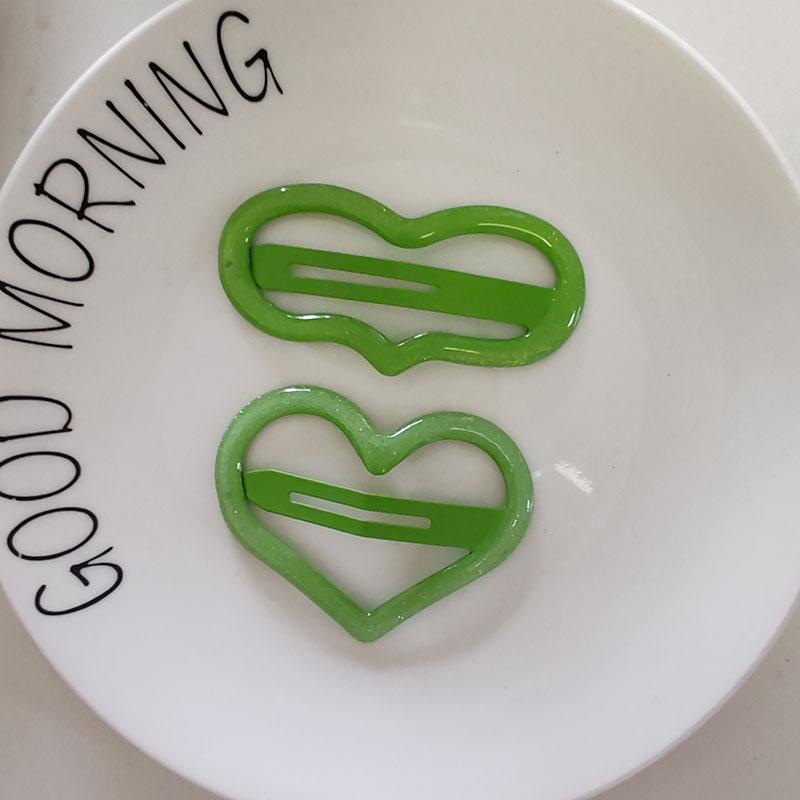 2pc Alloy Big Heart Colorful Cute Sweet Solid Color BB Hairpin HairClips for Women  Hair Accessories Ornament