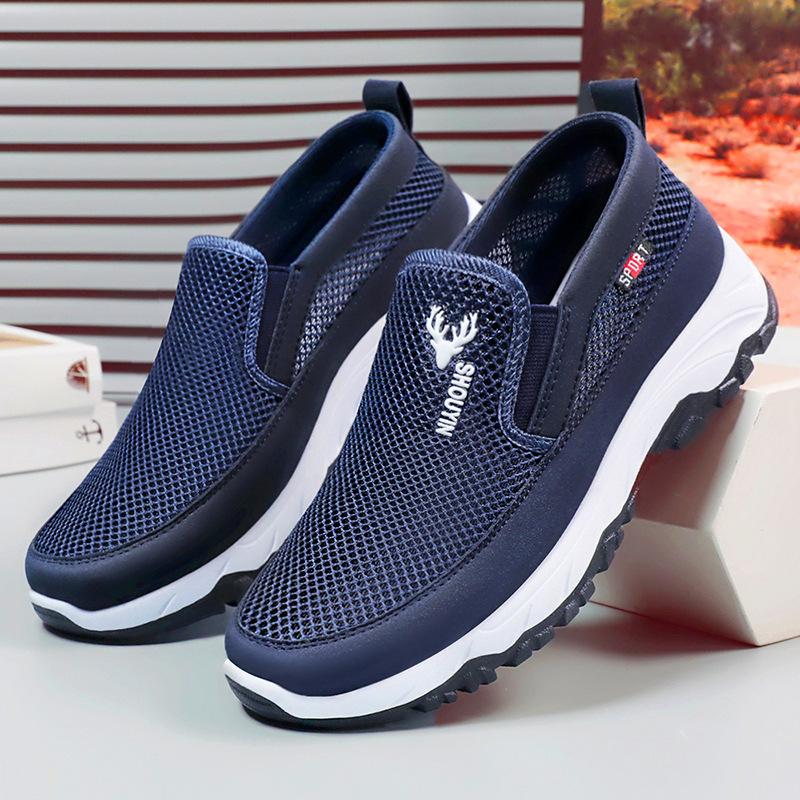 Mesh Breathable Shoes Men's Summer Thin Hollow One Pedal Casual Fly-woven Mesh Lightweight Sports Shoes Cloth Shoes
