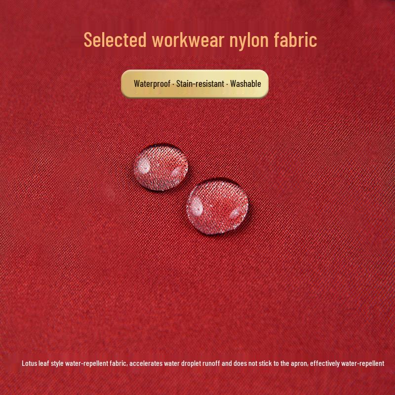 Waterproof Red Apron with Logo for Weddings, 100th Birthdays, and Special Events - Oil-Proof, Festive, Celebratory Design
