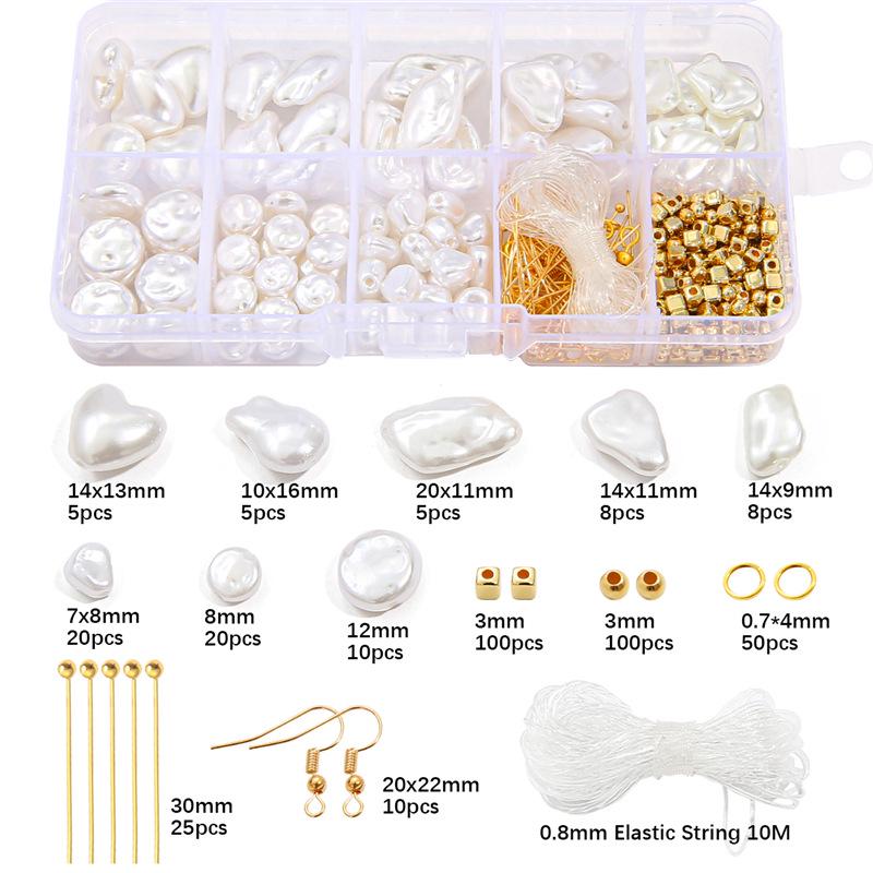 10-Grid ABS Pearl Bead Set for DIY Bracelets and Phone Chains