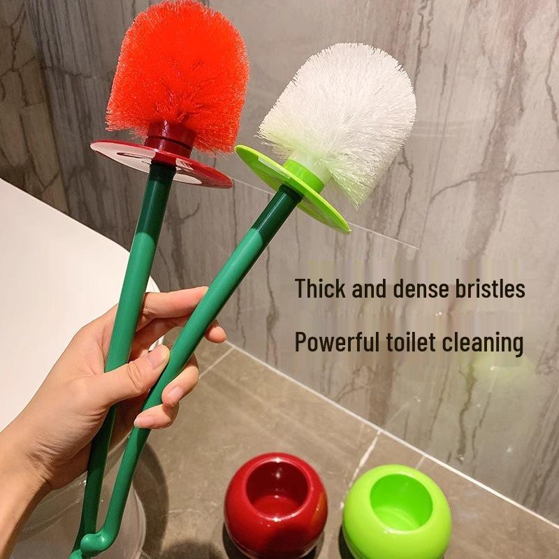 Cherry Toilet Brush with Long Handle, Soft Bristles, Replaceable Core, Creative Design, Household Cleaning Tool